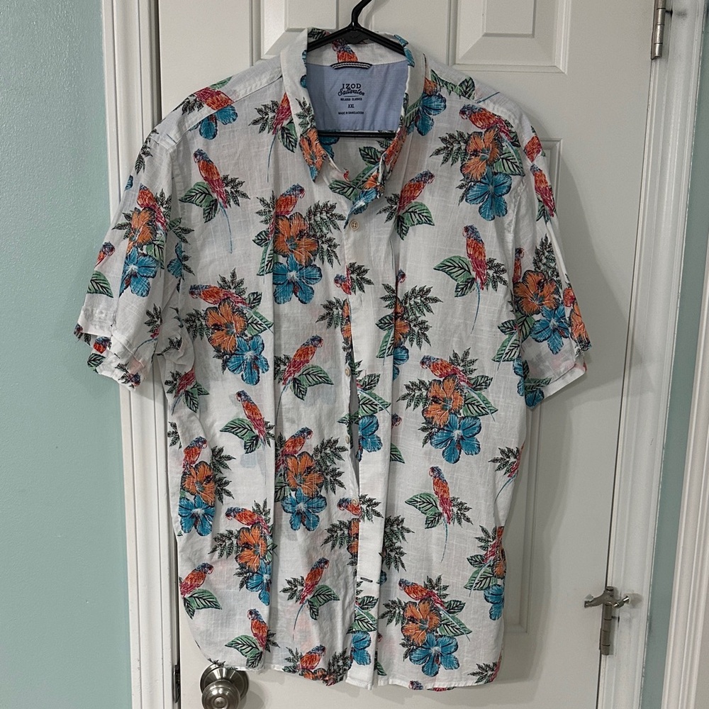 Izod White Floral Men's Shirt